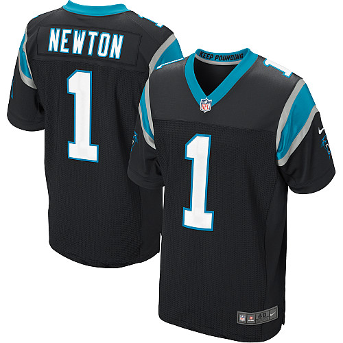 Men's Nike Carolina Panthers #1 Cam Newton Elite Black Team Color NFL Jersey
