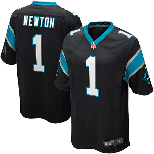 Men's Nike Carolina Panthers #1 Cam Newton Game Black Team Color NFL Jersey