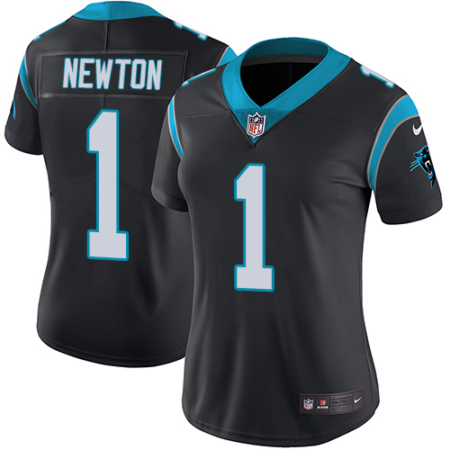 Women's Nike Carolina Panthers #1 Cam Newton Black Team Color Vapor Untouchable Elite Player NFL Jersey