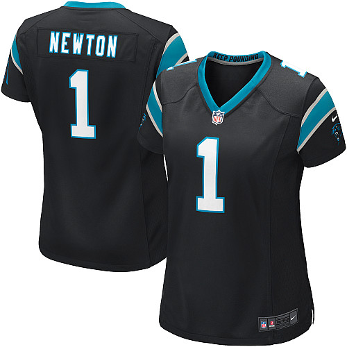 Women's Nike Carolina Panthers #1 Cam Newton Game Black Team Color NFL Jersey