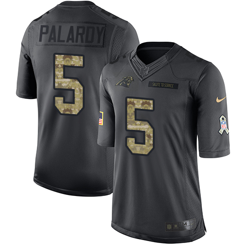 Men's Nike Carolina Panthers #5 Michael Palardy Limited Black 2016 Salute to Service NFL Jersey