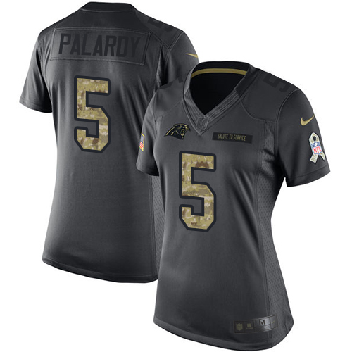 Women's Nike Carolina Panthers #5 Michael Palardy Limited Black 2016 Salute to Service NFL Jersey