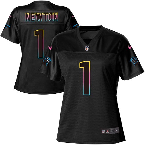 Women's Nike Carolina Panthers #1 Cam Newton Game Black Fashion NFL Jersey