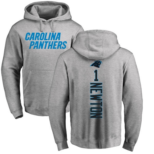 NFL Nike Carolina Panthers #1 Cam Newton Ash Backer Pullover Hoodie