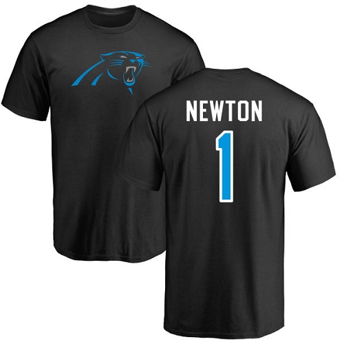 NFL Nike Carolina Panthers #1 Cam Newton Black Name & Number Logo T-Shirt