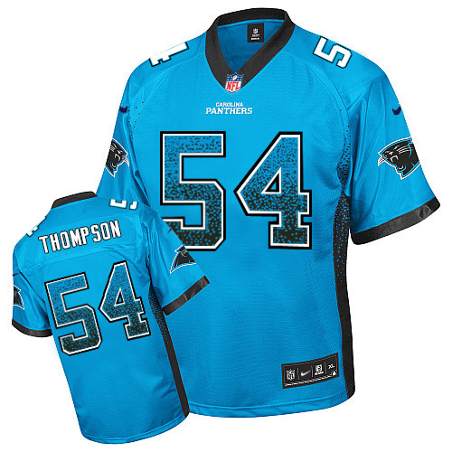 Men's Nike Carolina Panthers #54 Shaq Thompson Elite Blue Drift Fashion NFL Jersey