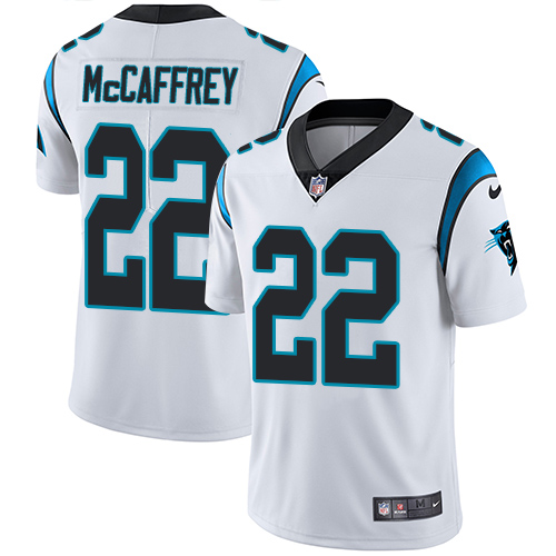 Men's Nike Carolina Panthers #22 Christian McCaffrey White Vapor Untouchable Limited Player NFL Jersey