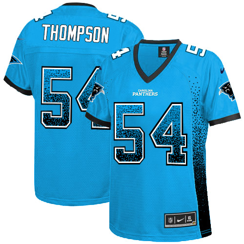 Women's Nike Carolina Panthers #54 Shaq Thompson Elite Blue Drift Fashion NFL Jersey