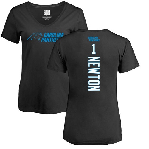 NFL Women's Nike Carolina Panthers #1 Cam Newton Black Backer T-Shirt