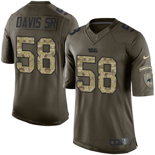 Youth Nike Carolina Panthers #58 Thomas Davis Elite Green Salute to Service NFL Jersey