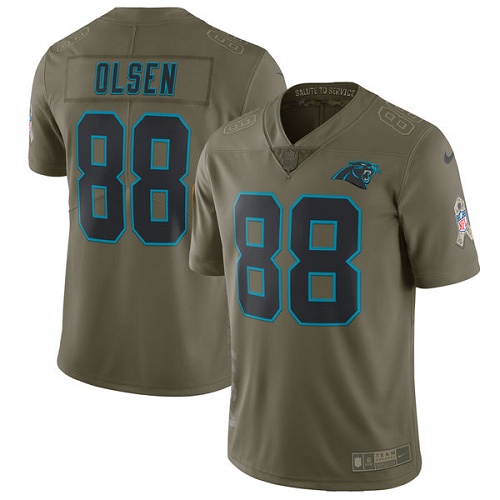 Youth Nike Carolina Panthers #88 Greg Olsen Limited Olive 2017 Salute to Service NFL Jersey