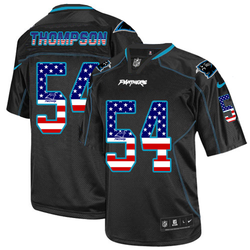 Men's Nike Carolina Panthers #54 Shaq Thompson Elite Black USA Flag Fashion NFL Jersey