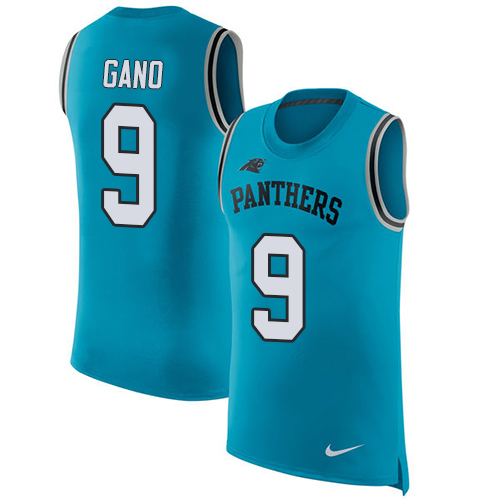Men's Nike Carolina Panthers #9 Graham Gano Blue Rush Player Name & Number Tank Top NFL Jersey