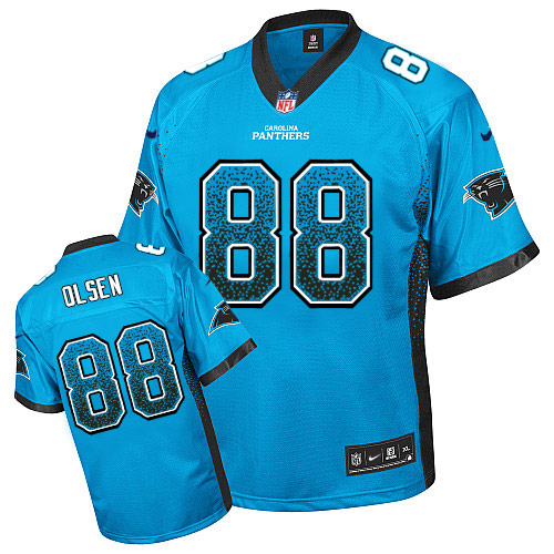 Men's Nike Carolina Panthers #88 Greg Olsen Elite Blue Drift Fashion NFL Jersey