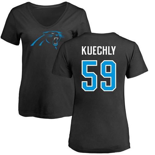 NFL Women's Nike Carolina Panthers #59 Luke Kuechly Black Name & Number Logo Slim Fit T-Shirt