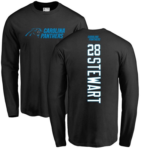 NFL Nike Carolina Panthers #28 Jonathan Stewart Black Backer Long Sleeve T-Shirt