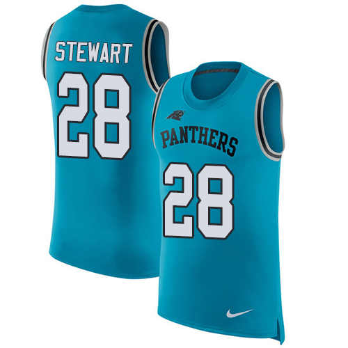 Men's Nike Carolina Panthers #28 Jonathan Stewart Blue Rush Player Name & Number Tank Top NFL Jersey