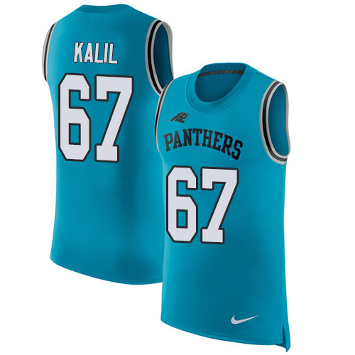 Men's Nike Carolina Panthers #67 Ryan Kalil Blue Rush Player Name & Number Tank Top NFL Jersey
