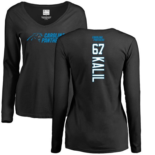 NFL Women's Nike Carolina Panthers #67 Ryan Kalil Black Backer Slim Fit Long Sleeve T-Shirt