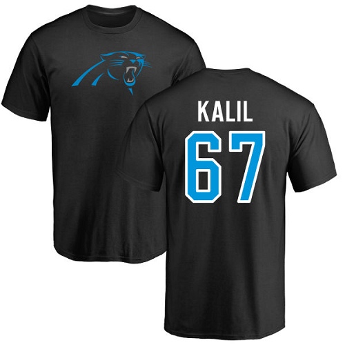 NFL Nike Carolina Panthers #67 Ryan Kalil Black Name & Number Logo T-Shirt