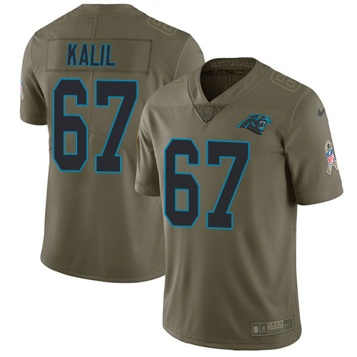 Youth Nike Carolina Panthers #67 Ryan Kalil Limited Olive 2017 Salute to Service NFL Jersey