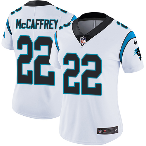 Women's Nike Carolina Panthers #22 Christian McCaffrey White Vapor Untouchable Elite Player NFL Jersey
