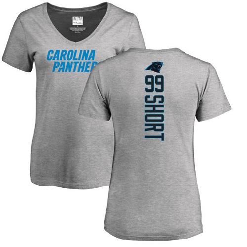 NFL Women's Nike Carolina Panthers #99 Kawann Short Ash Backer V-Neck T-Shirt