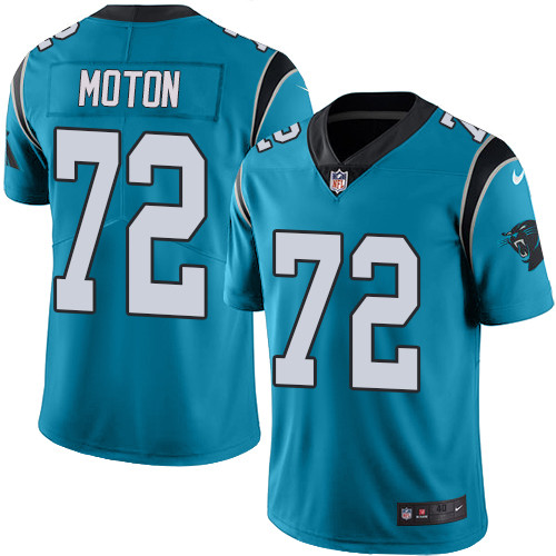 Men's Nike Carolina Panthers #72 Taylor Moton Elite Blue Rush Vapor Untouchable NFL Jersey