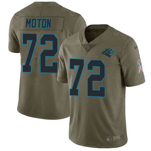 Youth Nike Carolina Panthers #72 Taylor Moton Limited Olive 2017 Salute to Service NFL Jersey