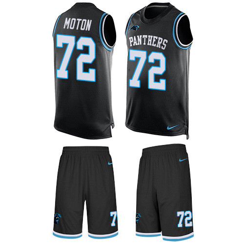 Men's Nike Carolina Panthers #72 Taylor Moton Limited Black Tank Top Suit NFL Jersey