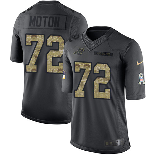 Men's Nike Carolina Panthers #72 Taylor Moton Limited Black 2016 Salute to Service NFL Jersey