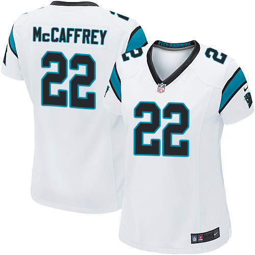 Women's Nike Carolina Panthers #22 Christian McCaffrey Game White NFL Jersey