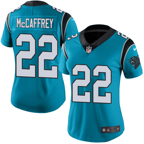 Women's Nike Carolina Panthers #22 Christian McCaffrey Blue Alternate Vapor Untouchable Elite Player NFL Jersey