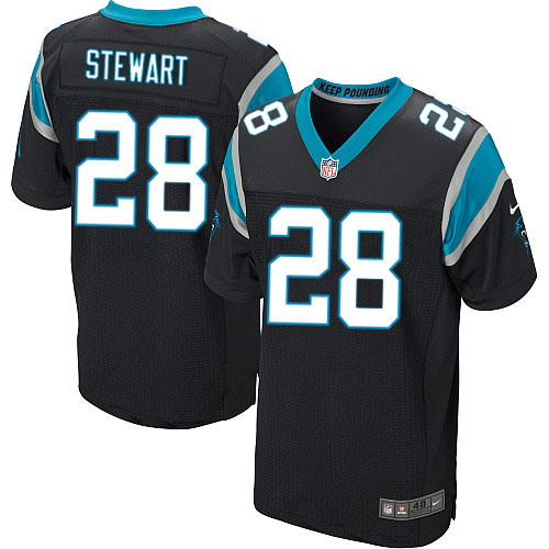 Men's Nike Carolina Panthers #28 Jonathan Stewart Elite Black Team Color NFL Jersey