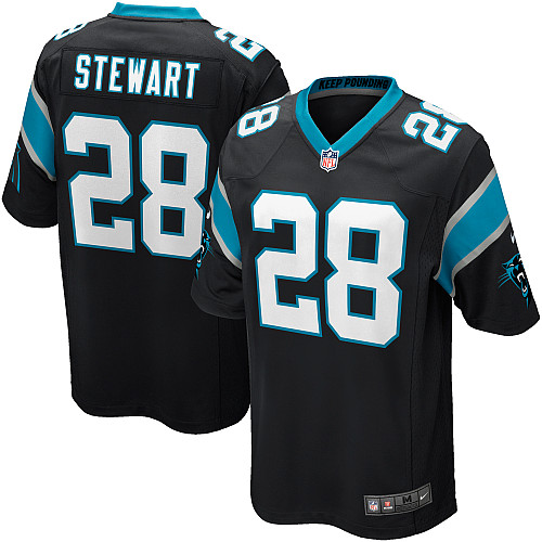 Men's Nike Carolina Panthers #28 Jonathan Stewart Game Black Team Color NFL Jersey