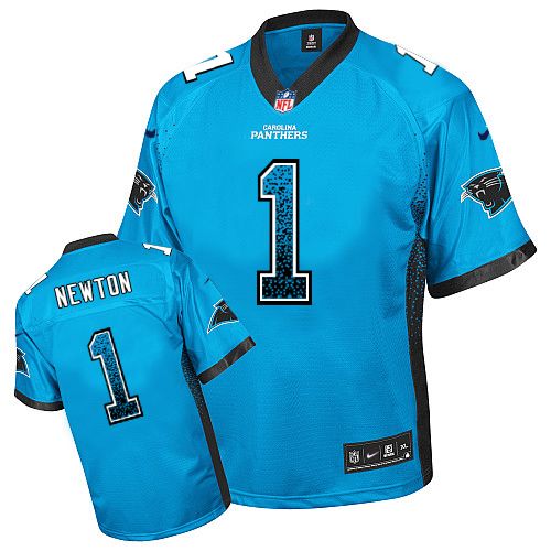 Men's Nike Carolina Panthers #1 Cam Newton Elite Blue Drift Fashion NFL Jersey