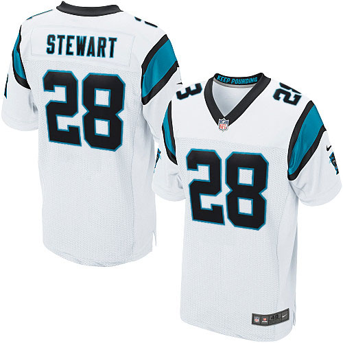 Men's Nike Carolina Panthers #28 Jonathan Stewart Elite White NFL Jersey