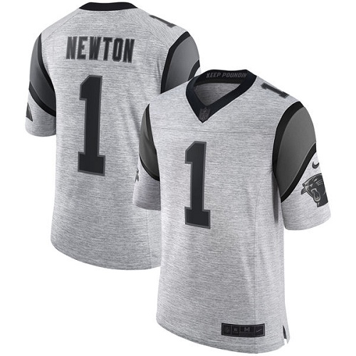 Men's Nike Carolina Panthers #1 Cam Newton Limited Gray Gridiron II NFL Jersey