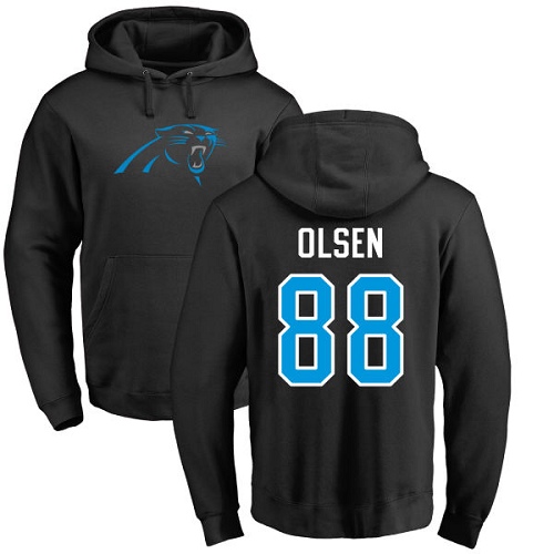 NFL Nike Carolina Panthers #88 Greg Olsen Black Name & Number Logo Pullover Hoodie