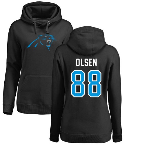 NFL Women's Nike Carolina Panthers #88 Greg Olsen Black Name & Number Logo Pullover Hoodie