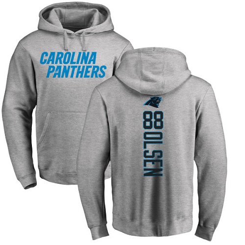 NFL Nike Carolina Panthers #88 Greg Olsen Ash Backer Pullover Hoodie