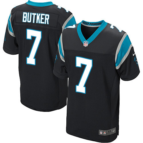 Men's Nike Carolina Panthers #7 Harrison Butker Elite Black Team Color NFL Jersey