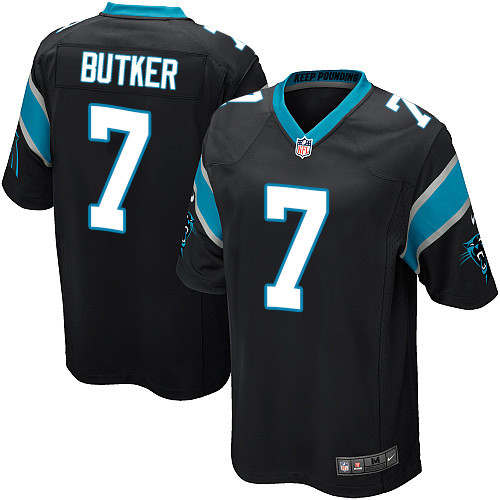 Men's Nike Carolina Panthers #7 Harrison Butker Game Black Team Color NFL Jersey