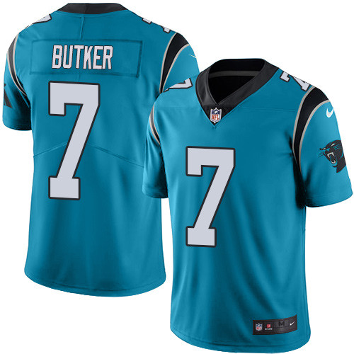 Men's Nike Carolina Panthers #7 Harrison Butker Blue Alternate Vapor Untouchable Limited Player NFL Jersey