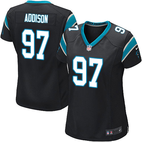Women's Nike Carolina Panthers #97 Mario Addison Game Black Team Color NFL Jersey