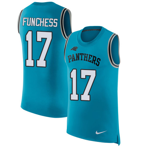 Men's Nike Carolina Panthers #17 Devin Funchess Blue Rush Player Name & Number Tank Top NFL Jersey
