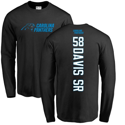 NFL Nike Carolina Panthers #58 Thomas Davis Black Backer Long Sleeve T-Shirt