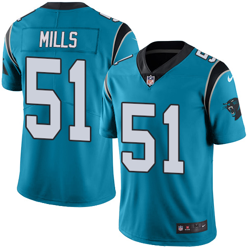 Men's Nike Carolina Panthers #51 Sam Mills Limited Blue Rush Vapor Untouchable NFL Jersey