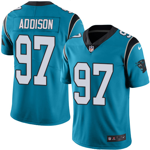 Men's Nike Carolina Panthers #97 Mario Addison Elite Blue Rush Vapor Untouchable NFL Jersey