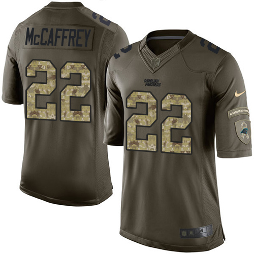 Men's Nike Carolina Panthers #22 Christian McCaffrey Elite Green Salute to Service NFL Jersey